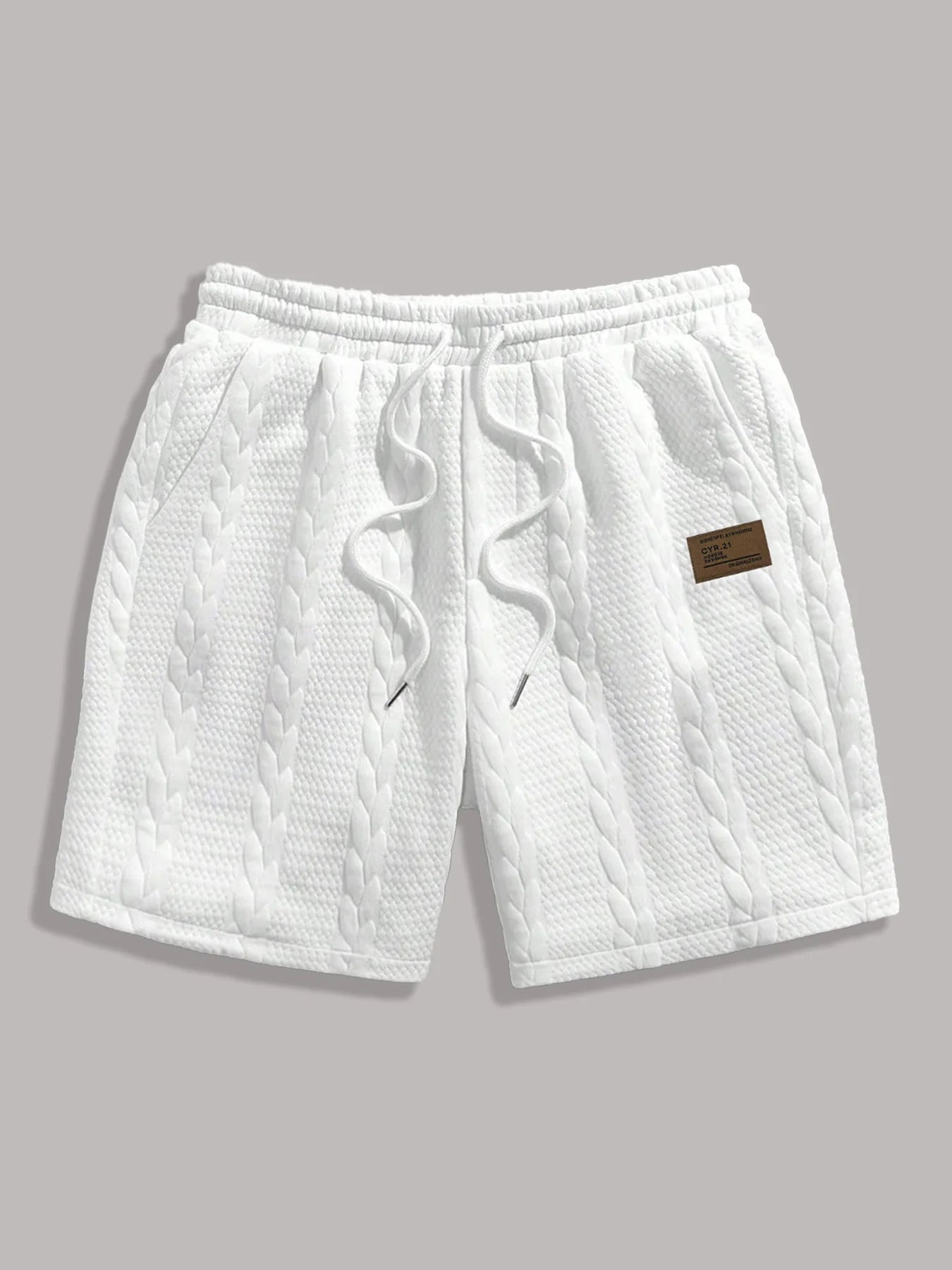 Men's White Drawstring Casual Shorts Summer Loose Breathable 5 Inch Shorts