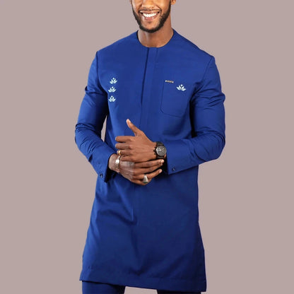 2025 African Sets For Men Autumn Striped Print Casual Dashiki Ethnic Style Long O-Neck Fashion Wedding Two-piece Suit New