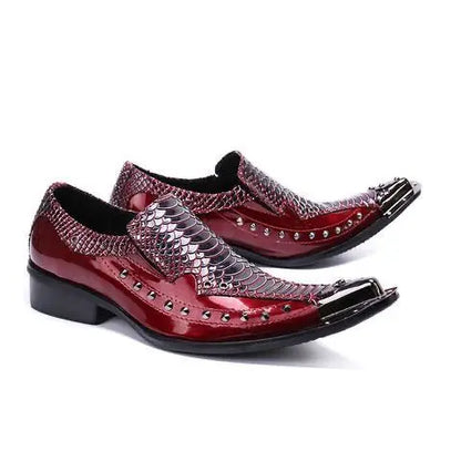 2024 Western Fashion Pointed Metal Toe Dress Shoes Blue Grey Party Wedding Leather Shoes for Men
