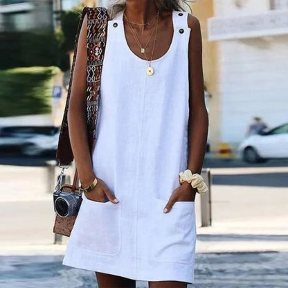 Summer Dresses Cotton Linen Fashion Clothes Women Clothing Streetwear Casual Vintage Elegant Y2k Dress for Women New