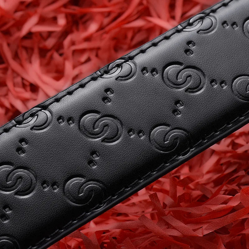 Luxury Men's Belt, Automatic Buckle Belt for Men, High Quality Genuine Leather Belt Printed Design Men's Business Belt Men
