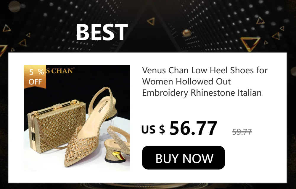 Venus Chan Italian Shoes and Bags Matching Set 2024 Nigeria Elegance Party Rhinestone Pointed Toe Women's Shoes High Heel