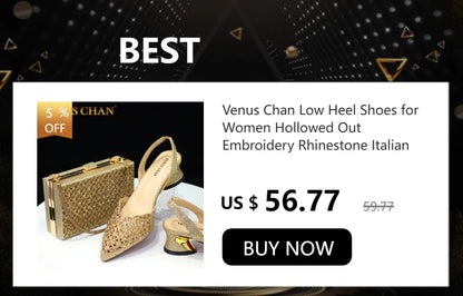 Venus Chan Italian Shoes and Bags Matching Set 2024 Nigeria Elegance Party Rhinestone Pointed Toe Women's Shoes High Heel