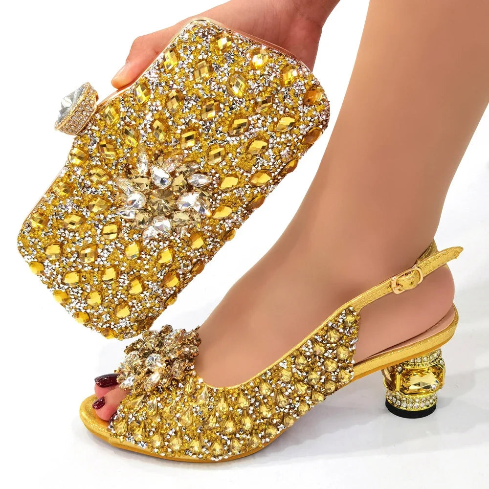 New Silver Color Nigerian Women's Shoes and Bags Party  African Fashion Shoes and Bags Wedding Shoes and Bags