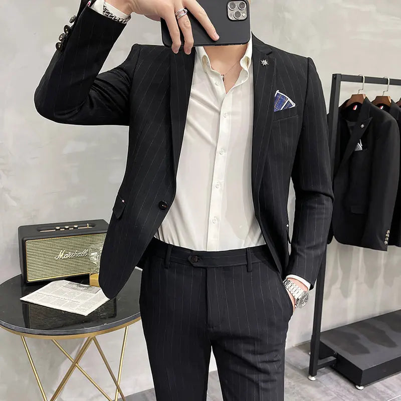 Men's High-Quality Two-Piece Wedding Suit Business Casual Banquet Costume Luxury Ensemble with Trousers