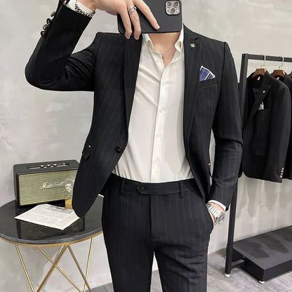 Men's High-Quality Two-Piece Wedding Suit Business Casual Banquet Costume Luxury Ensemble with Trousers