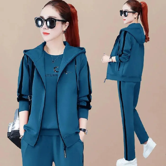 Spring Autumn Women Tracksuit Coats+Sweatshirts+Pants 3Pcs Suit Fashion Outfits Ladies Casual Clothing Sets Loose Sportswear