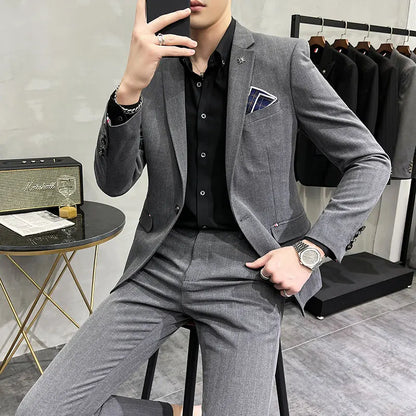 Men's High-Quality Two-Piece Wedding Suit Business Casual Banquet Costume Luxury Ensemble with Trousers